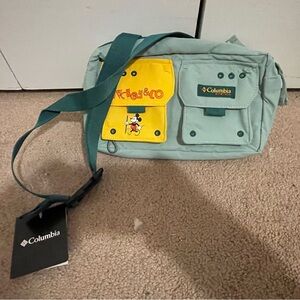 Mickey Mouse Columbia Men's Teal and Yellow Messenger Bag